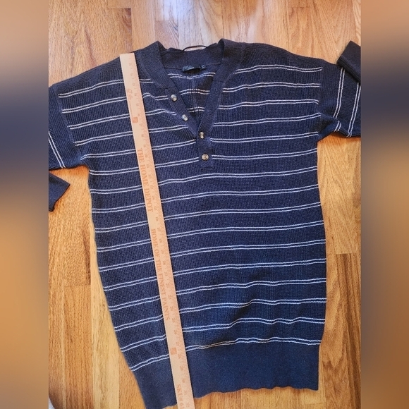 Prana organic cotton wool blend milani sweater dress size large navy stripe - Picture 13 of 13